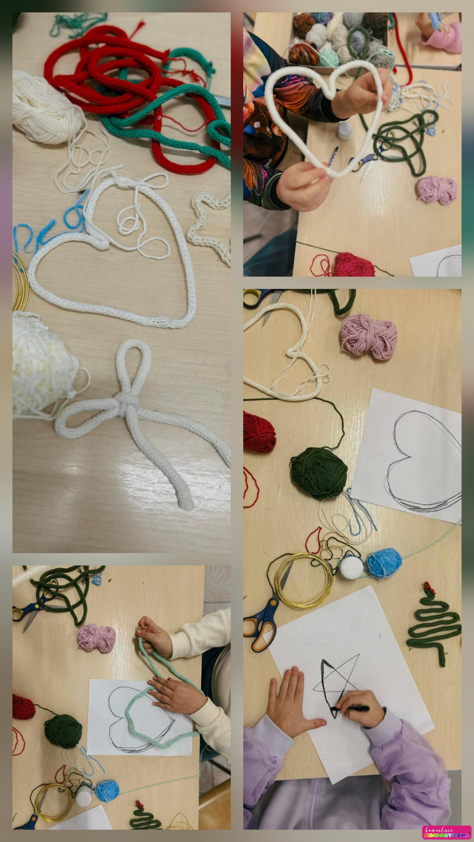 Zajęcia kreatywne w Chojnowie, włóczki, ozdoby świąteczne.
