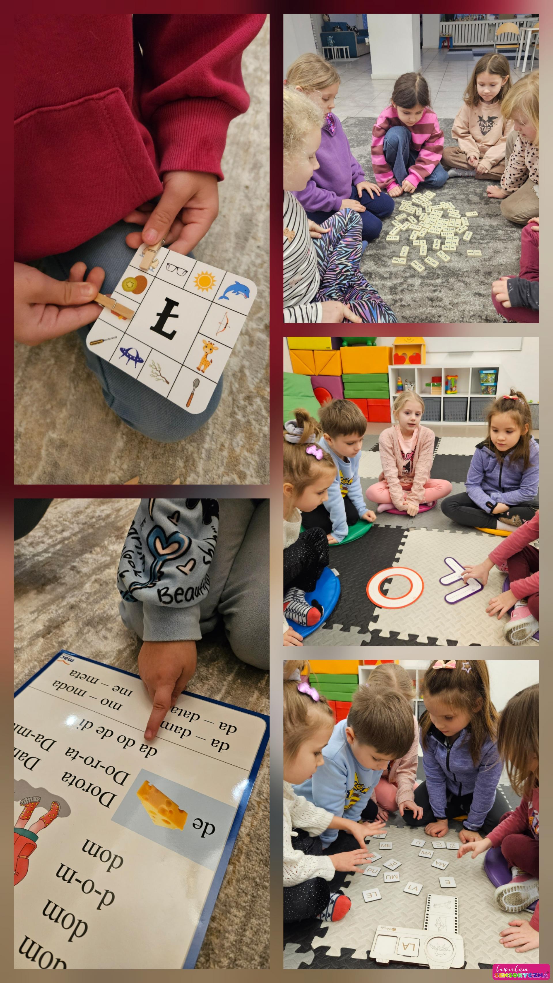 Zajęcia edukacyjne dla dzieci z nauki czytania. Dzieci z literkami i tablicami edukacyjnych, Chojnów i okolice.