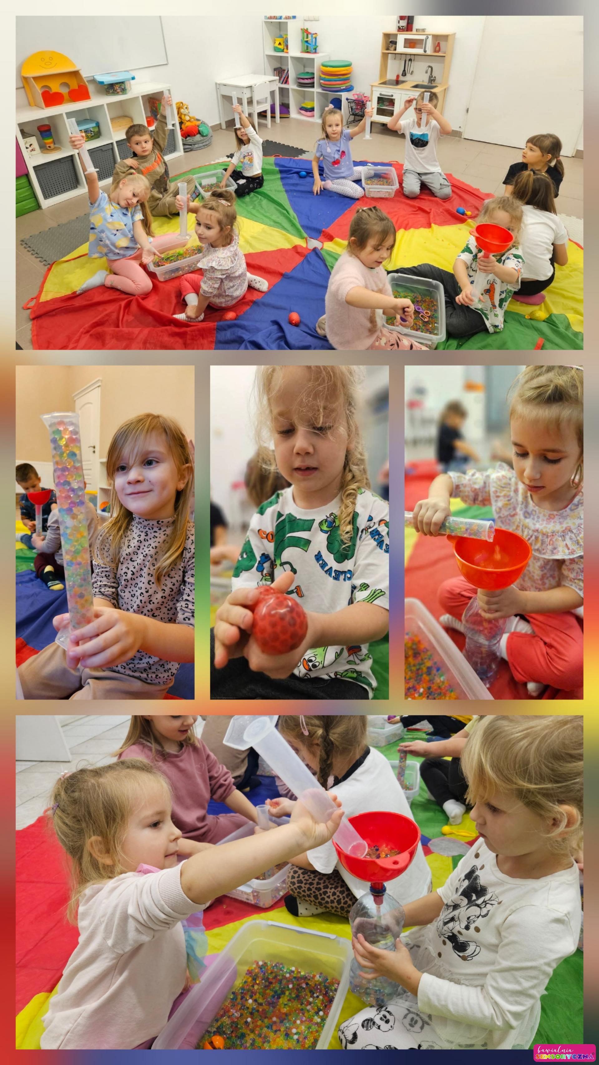 Zajecia sensoryczne dla dzieci, dzieci z gniotkami, miarkami i kuleczkami sensorycznymi. Zajecia dla dzieci Chojnów, Chocianów, Jawor I okolice.