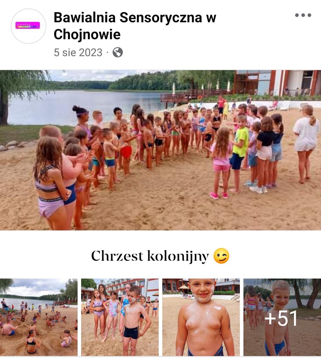 Dzieci na plaży, zabawa, kolonia