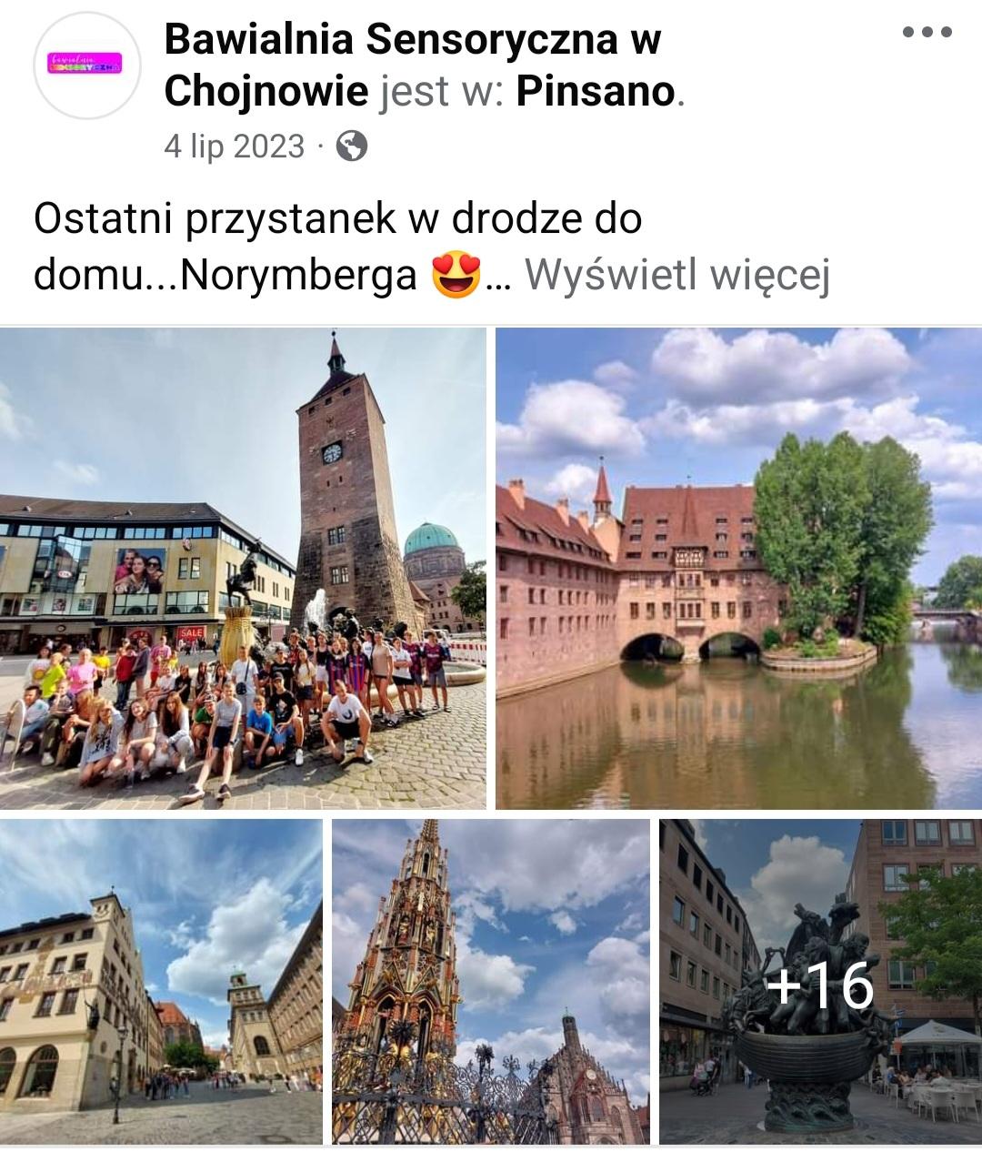 Zwiedzani Norymbergii, zdjęcia grupowe dzieci, kolonia