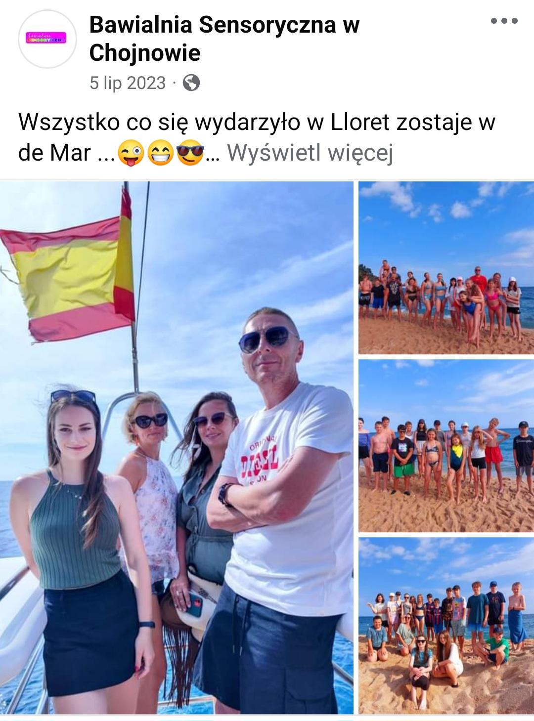 Kolonia w Hiszpanii, zdjęcia grupowe dzieci i opiekunów 