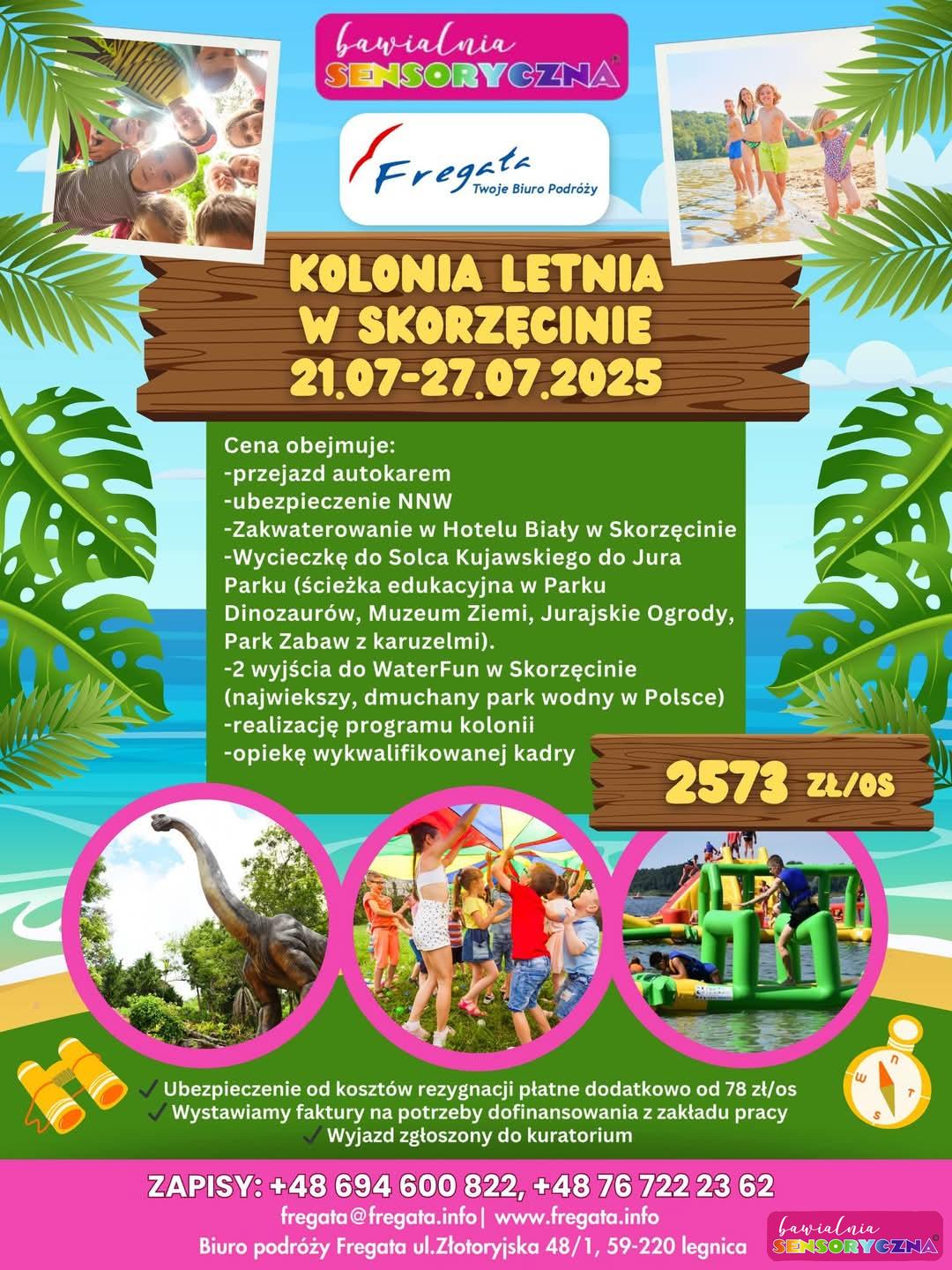 Plakat reklamujący kolonię letnią. Kolonia dla dzieci, Chojnów i okolice.