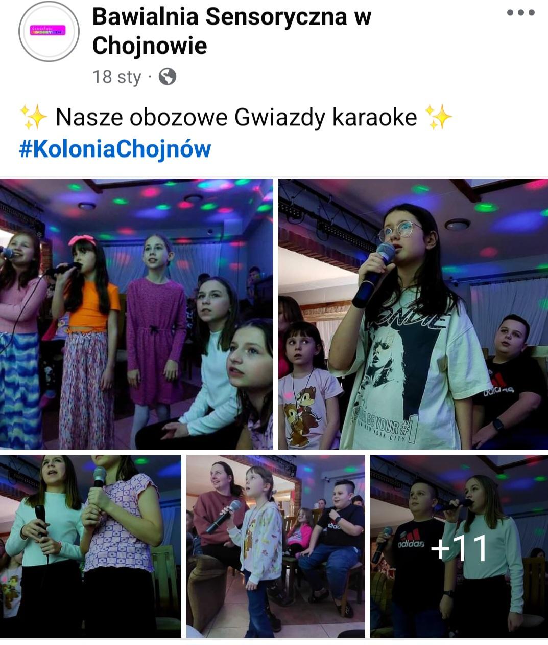 Karaoke, śpiewające dzieci, światła, mikrofony 