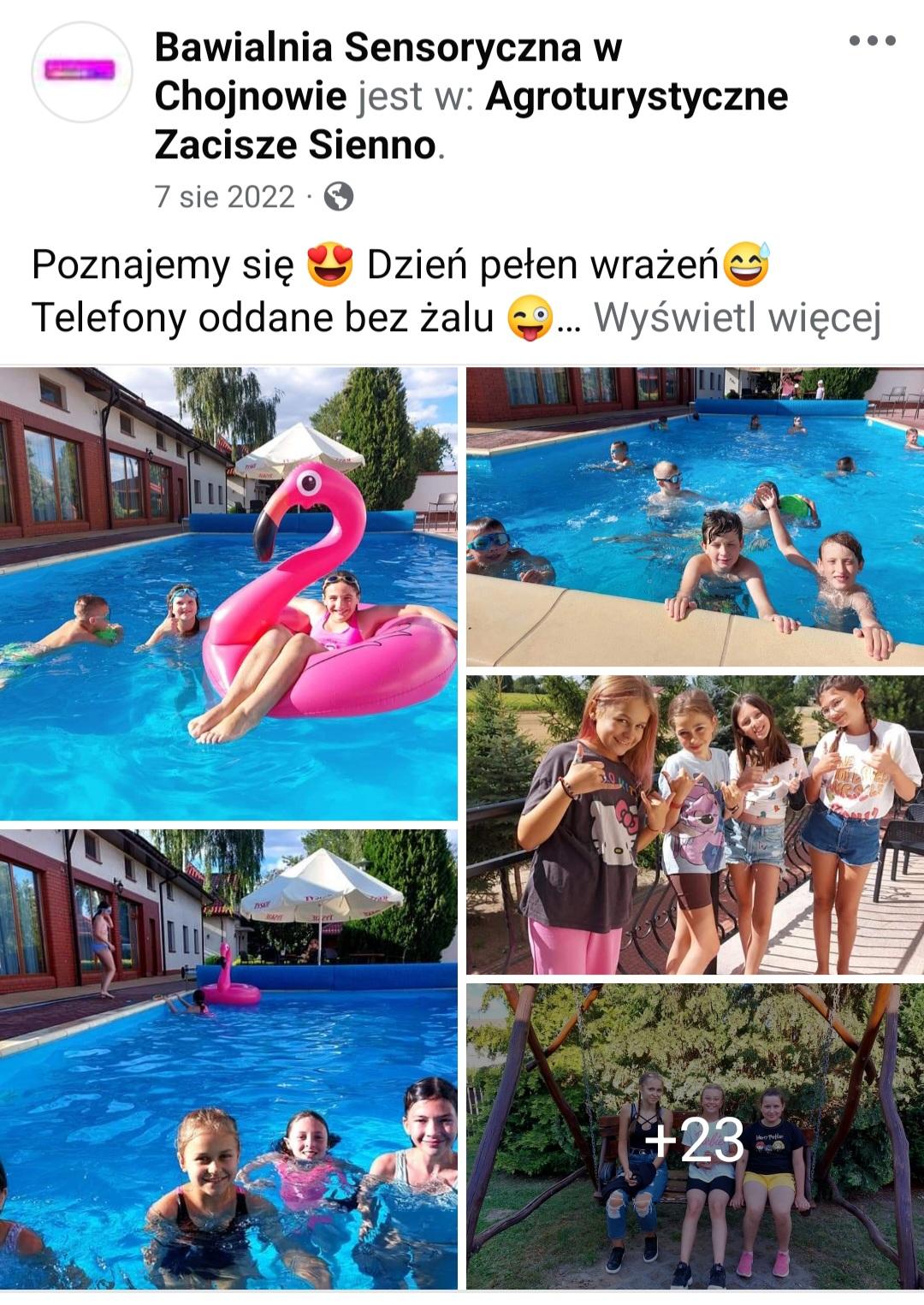 Dzieci  basenie, zabawa, słońce 