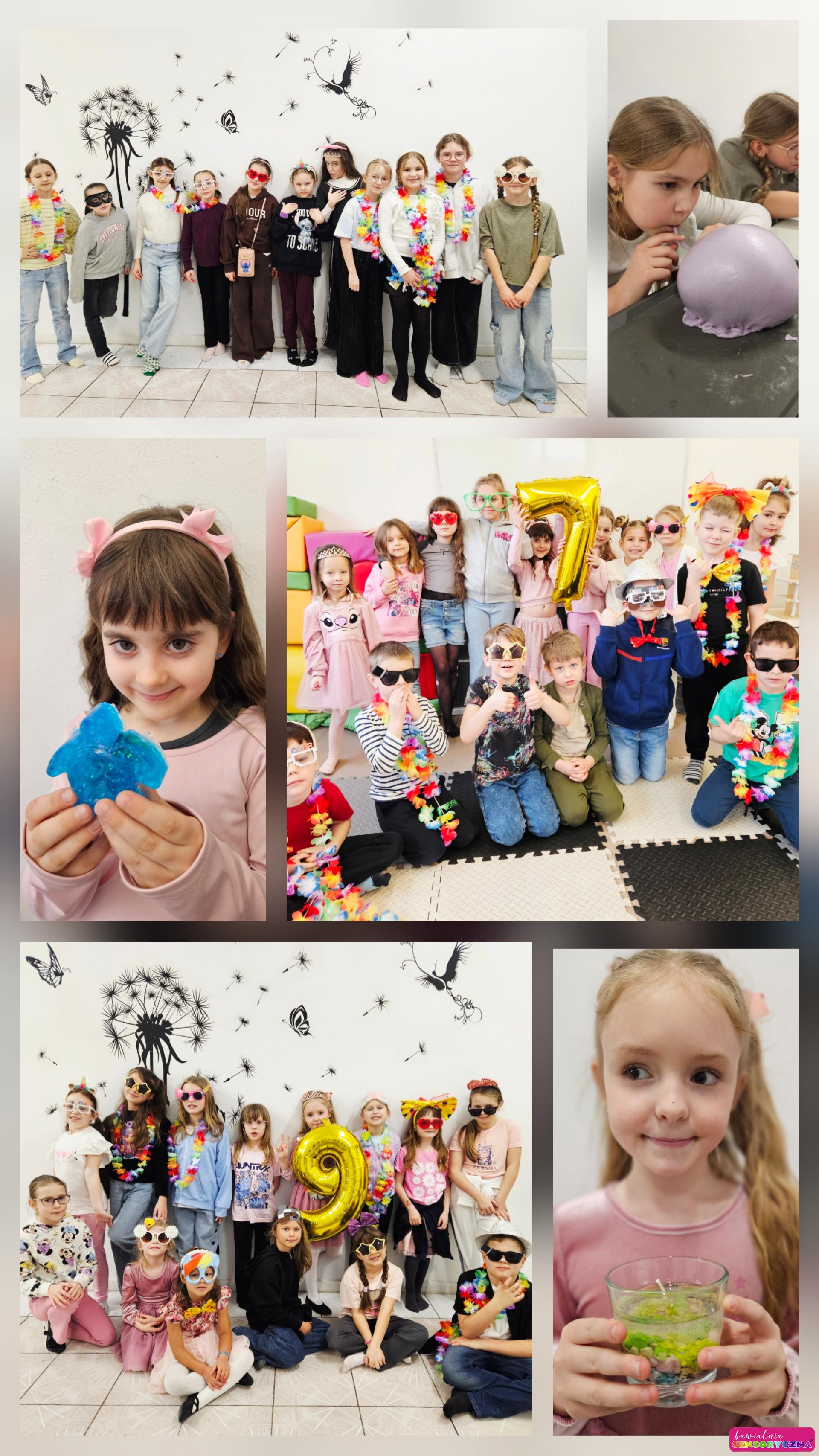 Urodziny dla dzieci w Chojnowie. Urodziny dla dzieci w Chocianowie. Dzieci na sali w przebraniach, świeczniki, mydelka i wielkie glutki. Warsztaty urodzinowe Chojnów I okolice.